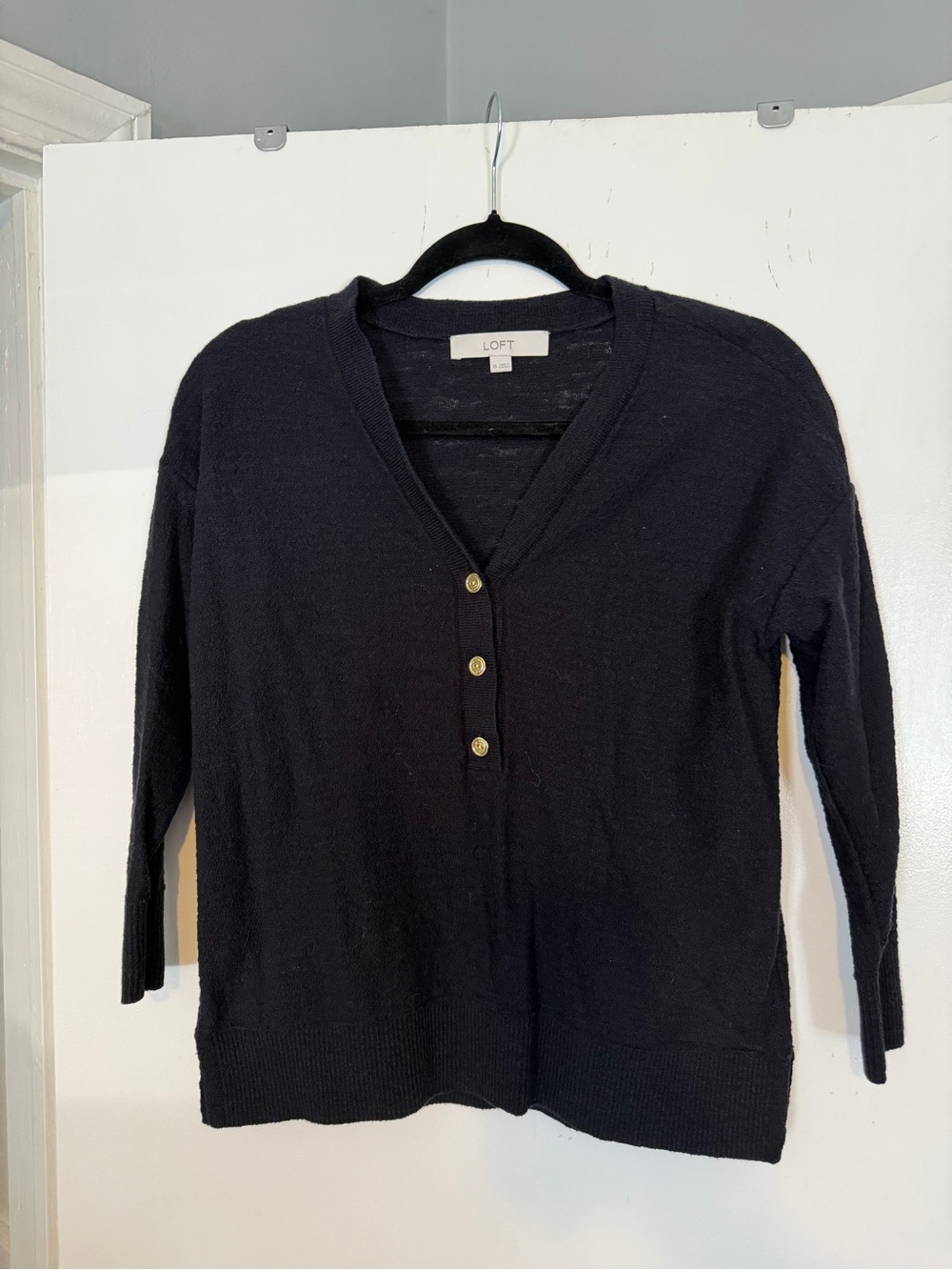 LOFT Black V-Neck Sweater Top